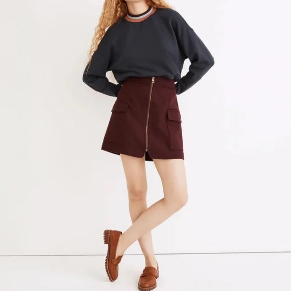Madewell Resourced Zip-Front Mini Skirt Size 14 Wool Blend